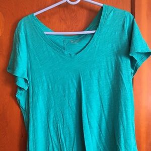 Teal green V-neck T-shirt